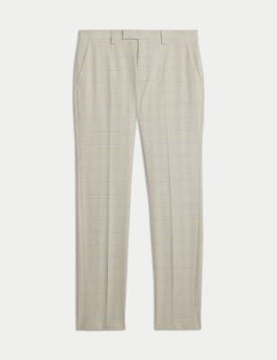 

Mens M&S Collection Slim Fit Check Trousers - Neutral, Neutral