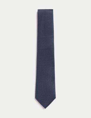 

Mens M&S Collection Diamond Geometric Pure Silk Tie - Navy, Navy