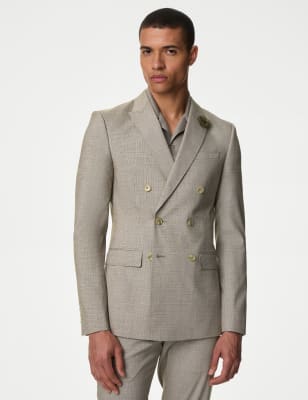 

Mens M&S Collection Slim Fit Double Breasted Jacket - Neutral, Neutral