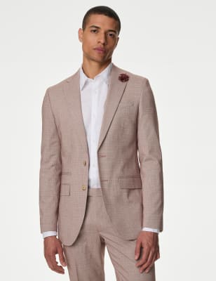 

Mens M&S Collection Slim Fit Stretch Suit Jacket - Pink, Pink