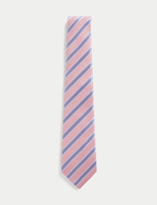 

Mens M&S Collection Striped Pure Silk Tie - Pink Mix, Pink Mix