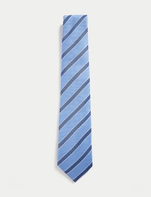 

Mens M&S Collection Krawatte aus reiner Seide mit Streifenmuster - Hellblau, Hellblau