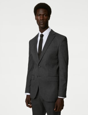 

Mens M&S Collection Slim Fit Stretch Textured Suit Jacket - Grey, Grey