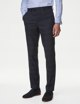 

Mens M&S Collection Slim Fit Prince of Wales Check Suit Trousers - Navy Mix, Navy Mix