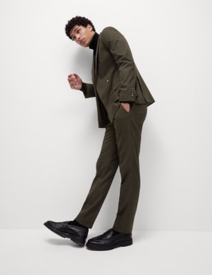 

Mens M&S Collection Slim Fit Puppytooth Stretch Suit Trousers - Khaki, Khaki