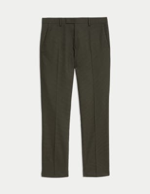 

Mens M&S Collection Slim Fit Puppytooth Stretch Suit Trousers - Khaki, Khaki