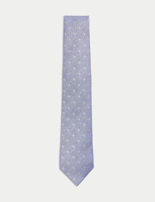 

Mens M&S Collection Geometric Pure Silk Tie - Medium Blue, Medium Blue