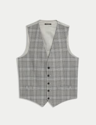 

Mens M&S Collection Prince of Wales Check Waistcoat - Grey Mix, Grey Mix