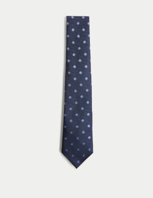 

Mens M&S Collection Textured Floral Pure Silk Tie - Navy, Navy