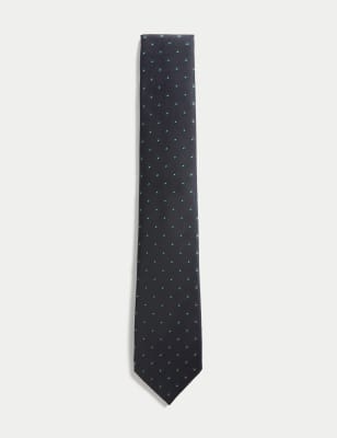 

Mens M&S Collection Schmale Krawatte mit geometrischem Muster - Marineblau, Marineblau