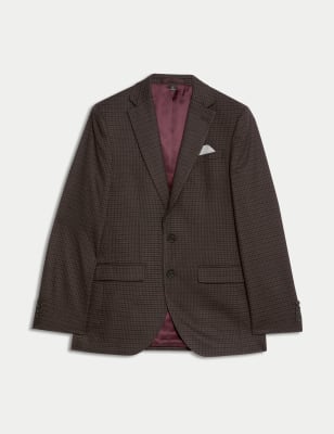 

Mens M&S Collection Slim Fit Check Stretch Suit Jacket - Burgundy, Burgundy