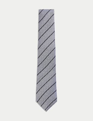 

Mens M&S Collection Pure Silk Striped Tie - Mid Blue, Mid Blue