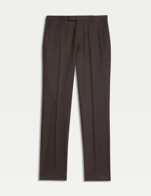 

Mens M&S Collection Slim Fit Check Stretch Suit Trousers - Burgundy, Burgundy