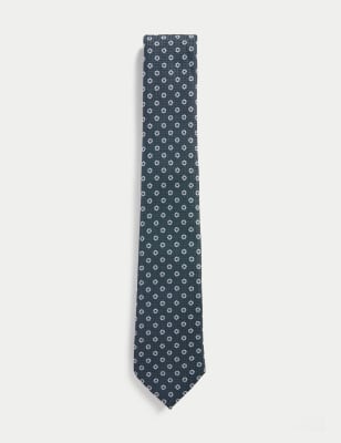 

Mens M&S SARTORIAL Slim Floral Tie - Green, Green