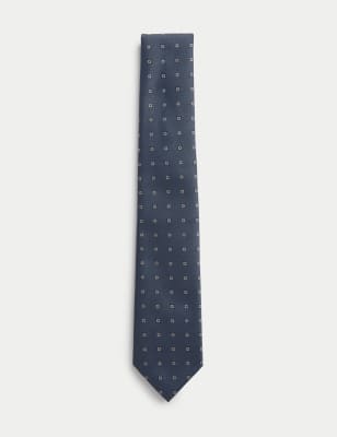 

Mens M&S Collection Slim Herringbone Foulard Tie - Medium Blue, Medium Blue