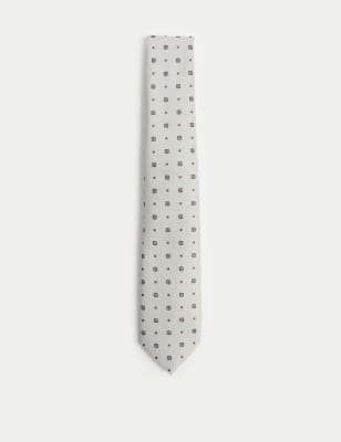 

Mens M&S Collection Slim Herringbone Foulard Tie - Stone, Stone