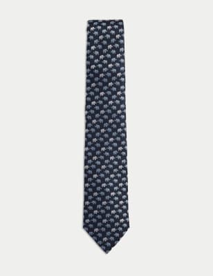 

Mens M&S Collection Elephant Print Pure Silk Tie - Blue, Blue