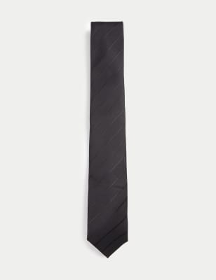 

Mens M&S Collection Slim Striped Tie - Black, Black