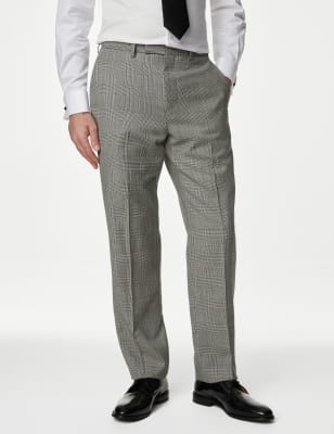 

Mens M&S SARTORIAL Normal geschnittene Anzughose aus reiner Wolle mit Karomuster - Grey Mix, Grey Mix