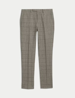 

Mens M&S SARTORIAL Slim Fit Pure Wool Check Suit Trousers - Neutral, Neutral