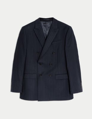 

Mens M&S SARTORIAL Regular Fit Pure Wool Pinstripe Jacket - Navy, Navy