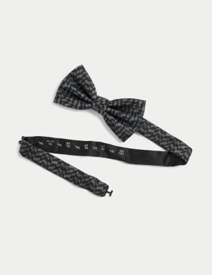 

Mens M&S Collection Pure Silk Glitter Bow Tie - Black, Black