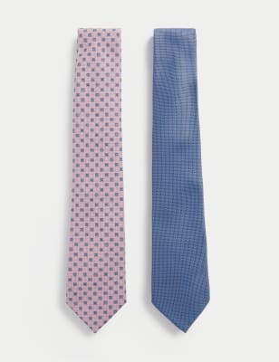 

Mens M&S Collection 2pk Slim Textured Tie Set - Multi, Multi