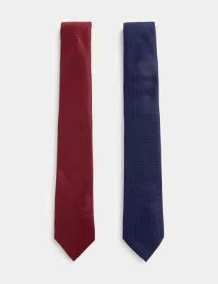 

Mens M&S Collection 2pk Slim Textured Ties - Multi, Multi