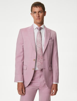 

Mens M&S Collection Slim Fit Wool Blend Suit Jacket - Pink, Pink