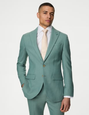 

Mens M&S Collection Slim Fit Wool Blend Suit Jacket - Green, Green
