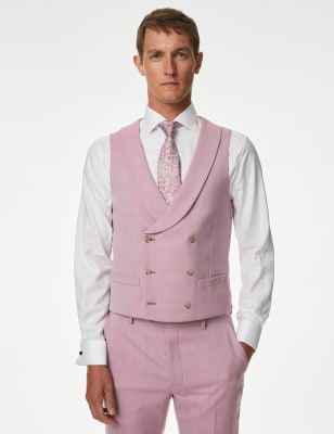 

Mens M&S Collection Wool Blend Double Breasted Waistcoat - Pink, Pink