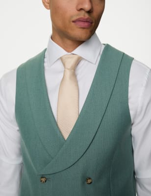 

Mens M&S Collection Wool Blend Double Breasted Waistcoat - Green, Green