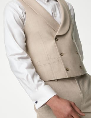 

Mens M&S Collection Wool Blend Double Breasted Waistcoat - Stone, Stone