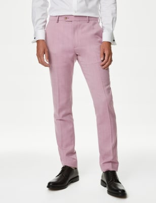 

Mens M&S Collection Slim Fit Wool Blend Suit Trousers - Pink, Pink