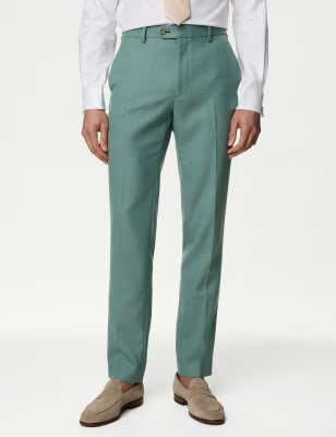 

Mens M&S Collection Schmal geschnittene Anzughose aus Wollmischgewebe - Green, Green