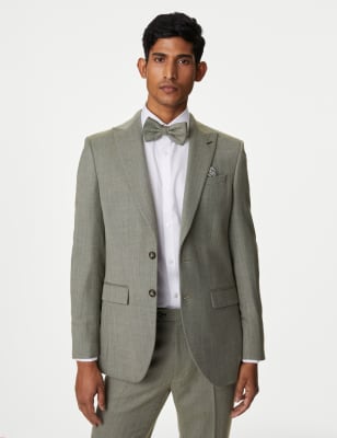 

Mens M&S Collection Slim Fit Wool Blend Herringbone Suit Jacket - Khaki, Khaki
