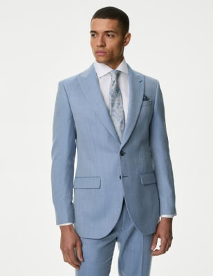 

Mens M&S Collection Regular Fit Wool Blend Suit Jacket - Blue, Blue