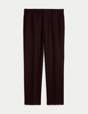 

Mens M&S Collection Slim Fit Wool Blend Herringbone Trousers - Burgundy, Burgundy