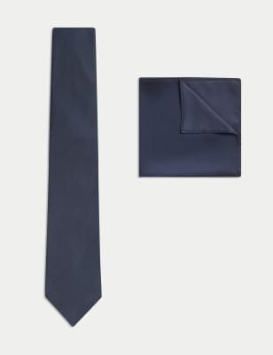 

Mens M&S Collection Set aus schmaler Krawatte und Einstecktuch - Dunkelgrau, Dunkelgrau