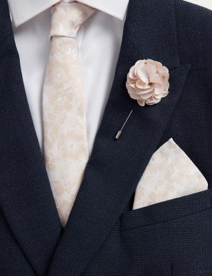 

Mens M&S Collection Slim Floral Tie, Pin & Pocket Square Set - Champagne, Champagne