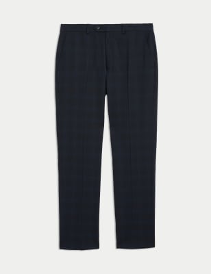 

JAEGER Mens Tailored Fit Wool Rich Check Suit Trousers - Navy, Navy