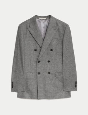 

JAEGER Mens Tailored Fit Italian Wool Rich Jacket with Silk - Grey, Grey