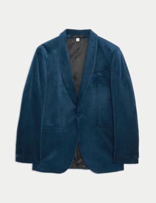 

Mens M&S Collection Slim Fit Velvet Jacket - Mid Blue, Mid Blue