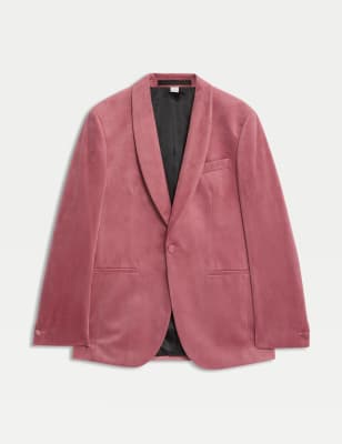 

Mens M&S Collection Slim Fit Velvet Jacket - Dusty Pink, Dusty Pink