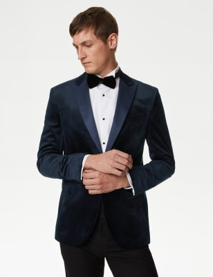 

Mens M&S Collection Slim Fit Velvet Tuxedo Jacket - Navy, Navy