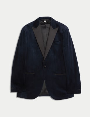 

Mens M&S Collection Slim Fit Velvet Tuxedo Jacket - Dark Navy, Dark Navy