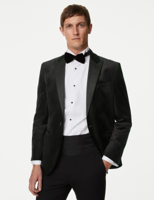 

Mens M&S Collection Slim Fit Velvet Tuxedo Jacket - Black, Black