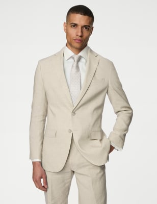 

Mens M&S Collection Tailored Fit Italian Linen Miracle™ Suit Jacket - Neutral, Neutral