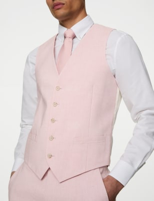 

Mens M&S Collection Italian Linen Miracle™ Waistcoat - Pale Pink, Pale Pink