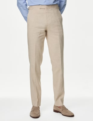 

Mens M&S Collection Tailored Fit Italian Linen Miracle™ Trousers - Neutral, Neutral